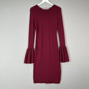 Bardot Womens Dress Medium Purple Arabella Sweater Bell Fitted Knit Work Holiday